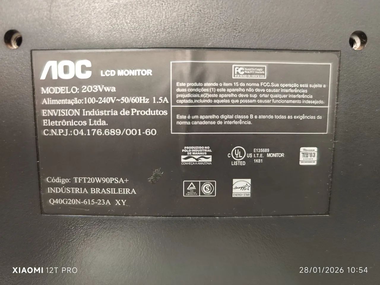 Monitor Tela Aoc 20 com defeito  - Foto 4