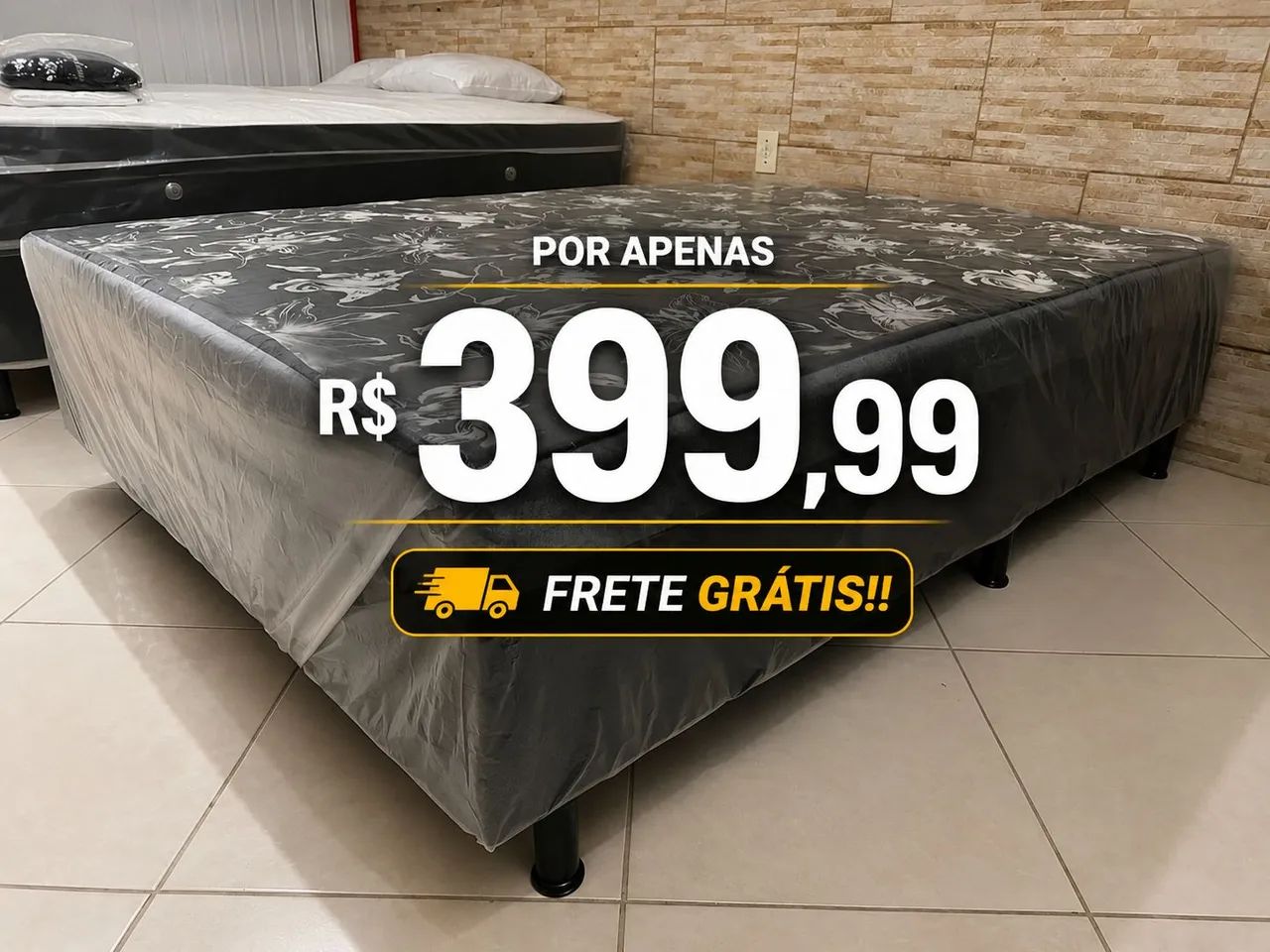 Cama box casal - Espuma 14cm de colchão.