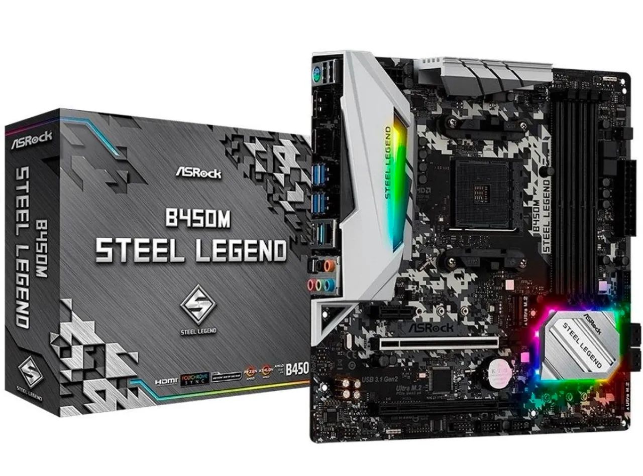KIT AMD RYZEN 7 5700G 3.8GHZ e PLACA MÃE ASROCK B450M STELL LEGEND
