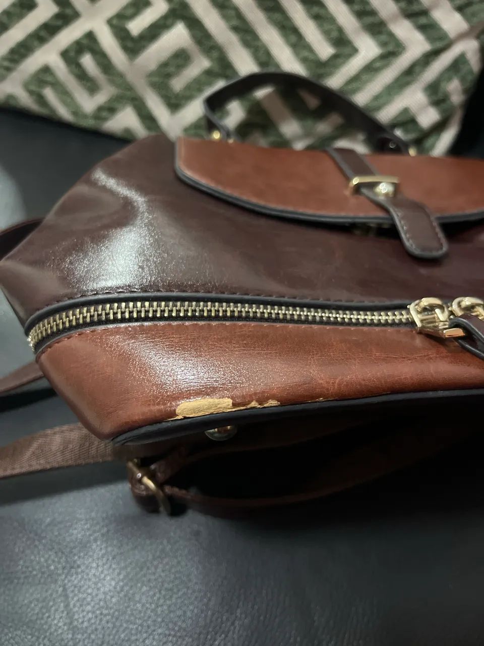 Mochila de couro marrom  - Foto 2