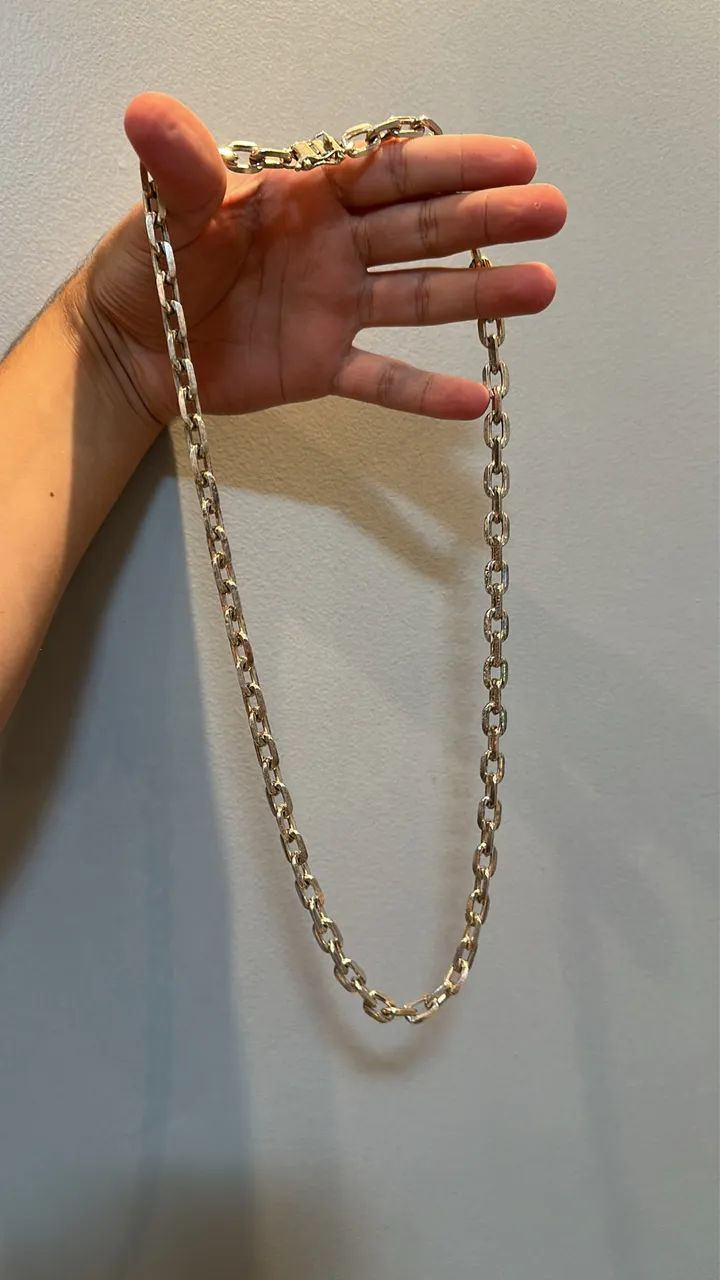 Corrente prata 70cm moeda antiga  - Foto 2