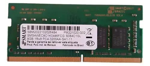 Memória ddr4 8gb smart notebook