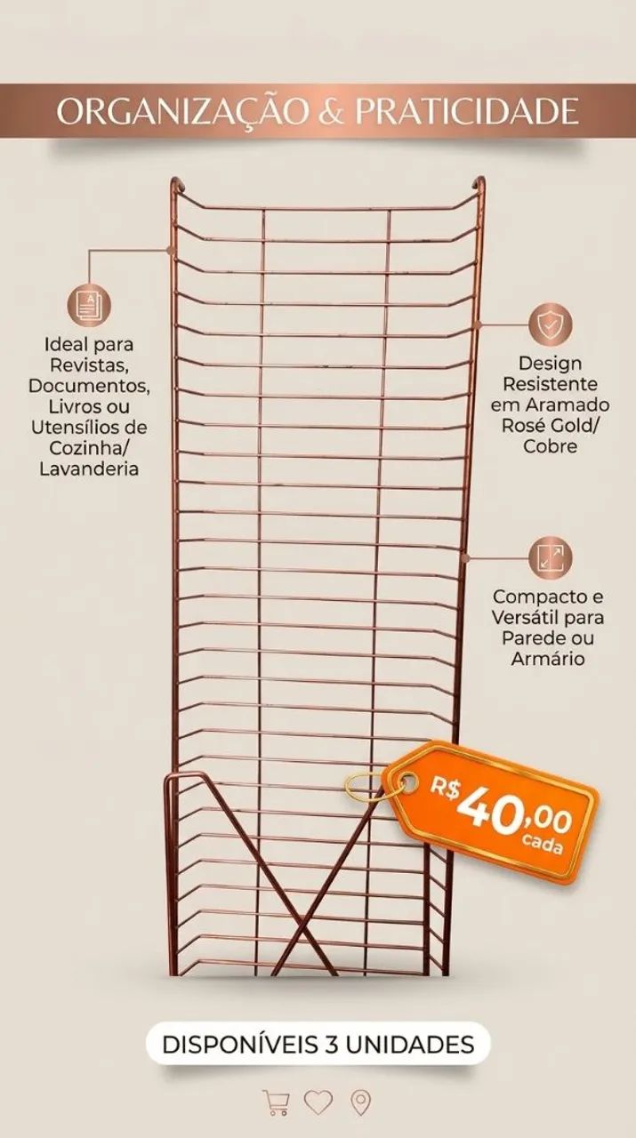 Prateleira em aço cromado