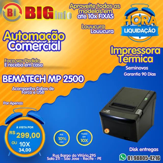 Impressora Termica De Cupom Bematech Mp2500th Usb Não Fiscal