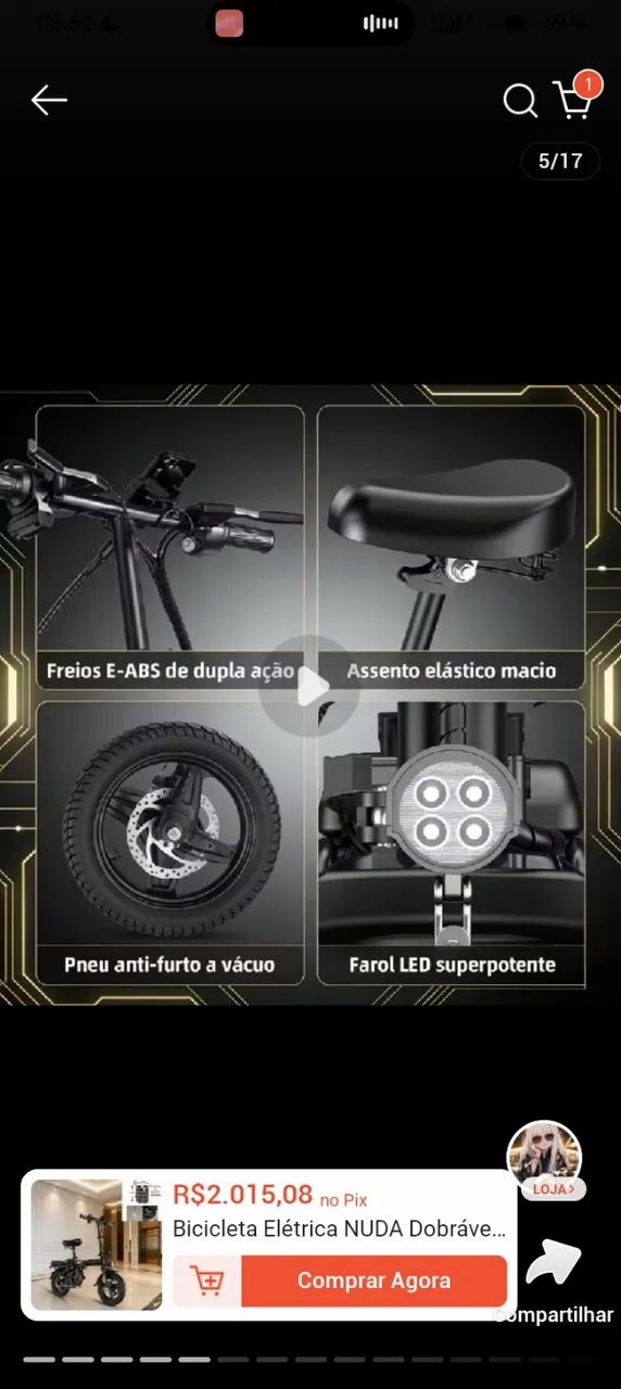 Bicicleta elétrica com pedal assistido - Foto 5