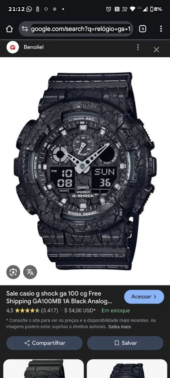 Relógio G Shock GA-100 CG 1ADR original com nota