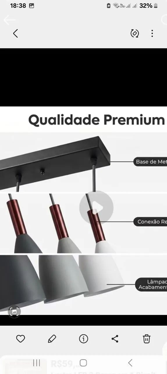 Lustre Pendente Linear Moderno - Foto 2