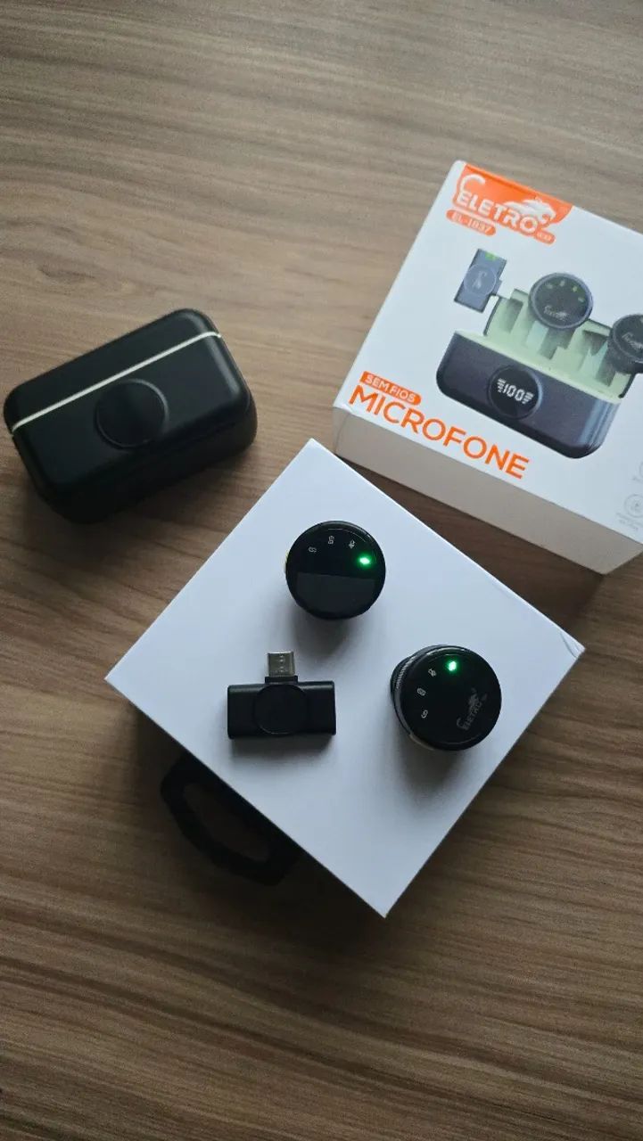 Microfone Lapela Sem Fio Eletro Mex El-1837 - Usb C Cor Preto - Foto 6