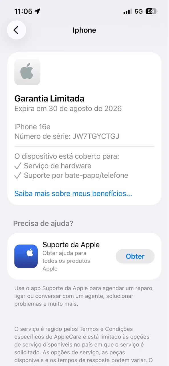 iPhone 16e Preto | 10 meses |  Bateria 100% e 203 ciclos - Foto 5