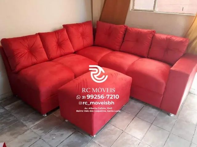 Sofá de Canto com Puff Suede D33 Confortável Direto da Fábrica - Foto 3