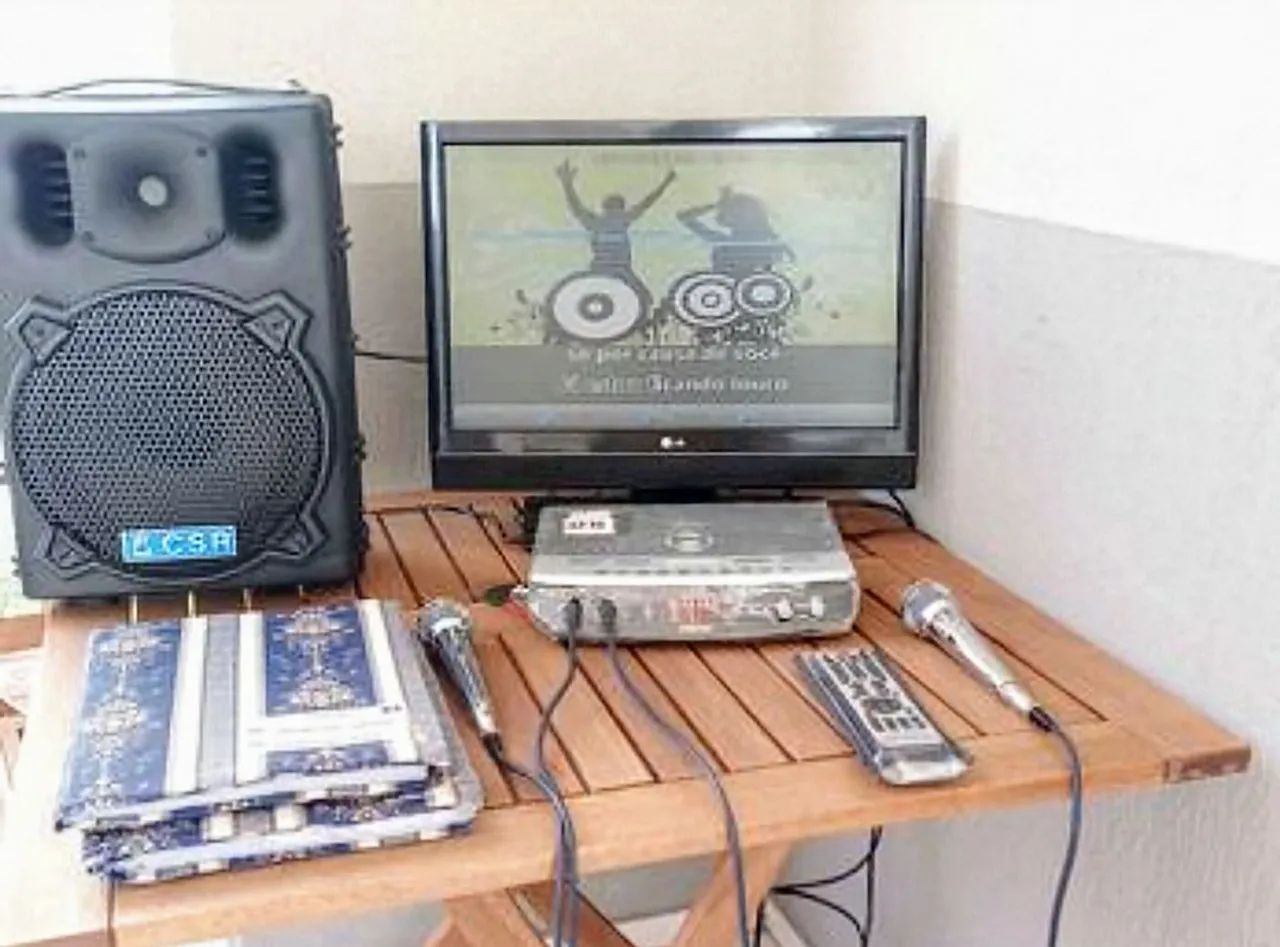 videoke raf completo caixa som e tv alugo