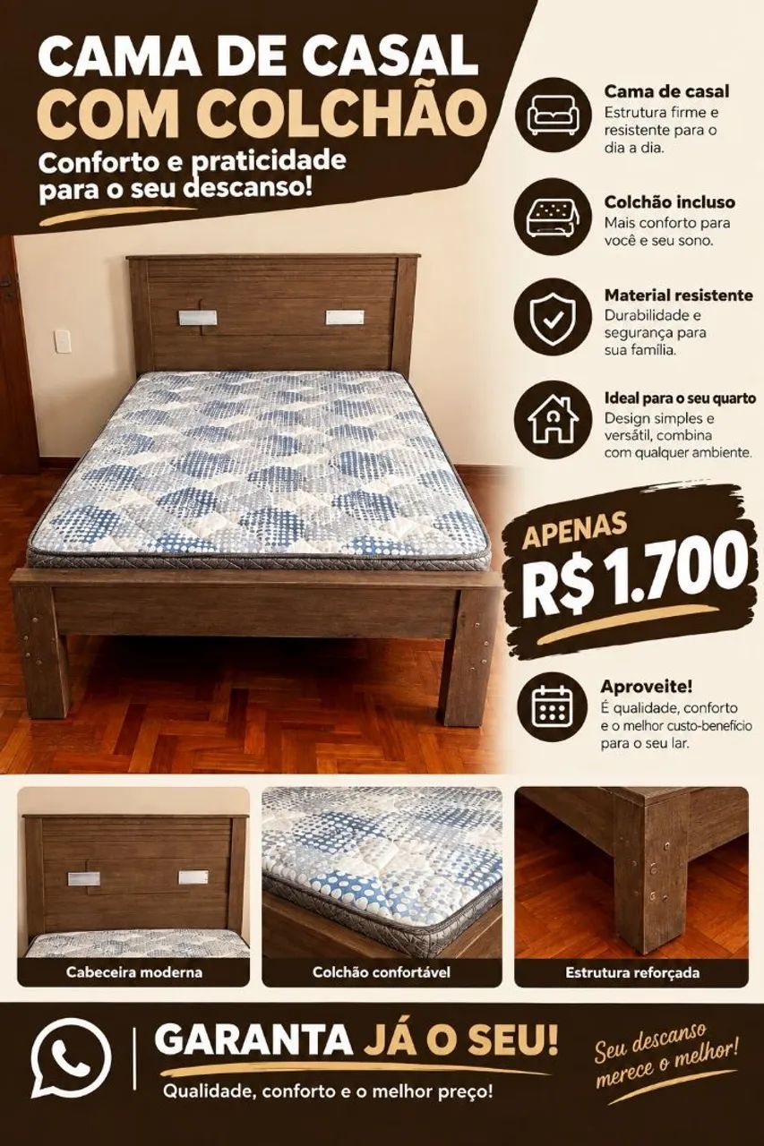 Cama de casal com colchão