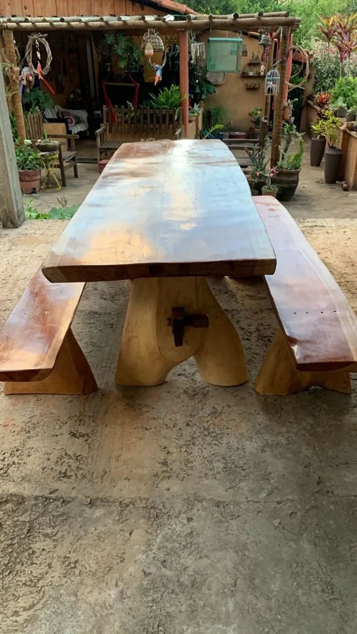 ? Mesa de Jatobá Maciço 2,40m - Elegância para Seu Ambiente - Foto 2