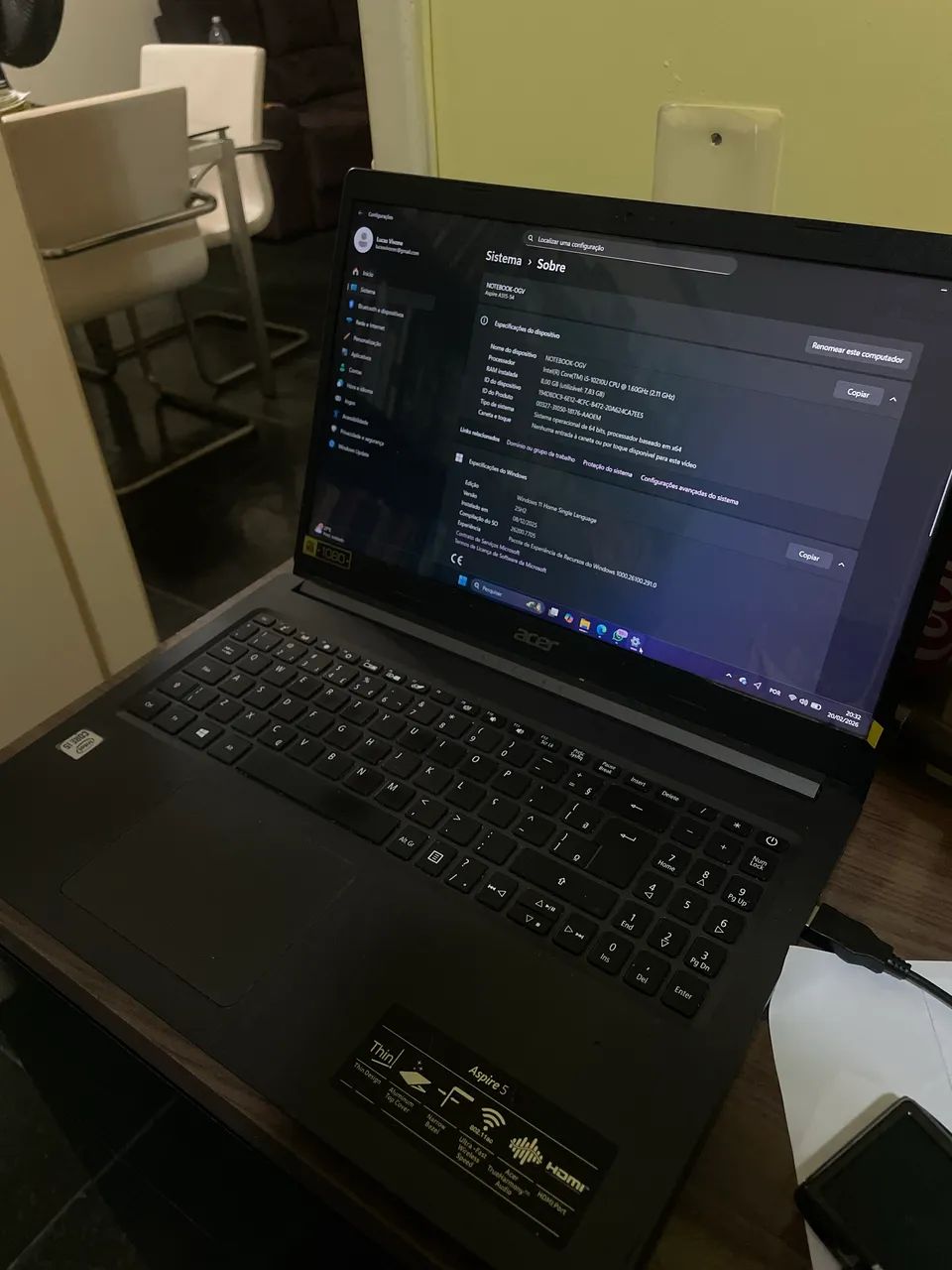 Notebook Acer Aspire 5 Premium - i5 10ª Geração + 8GB RAM + SSD - Foto 2