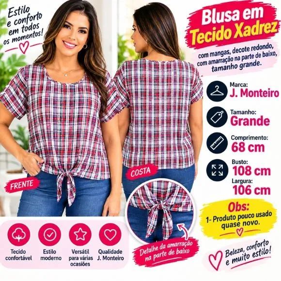 Blusa em Tecido Xadrez