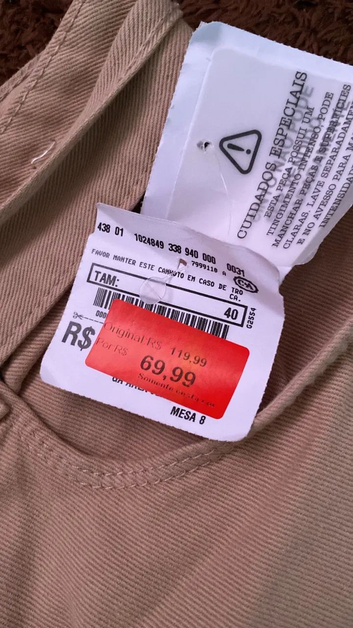 Short de sarja bege Tamanho 40 - Foto 3
