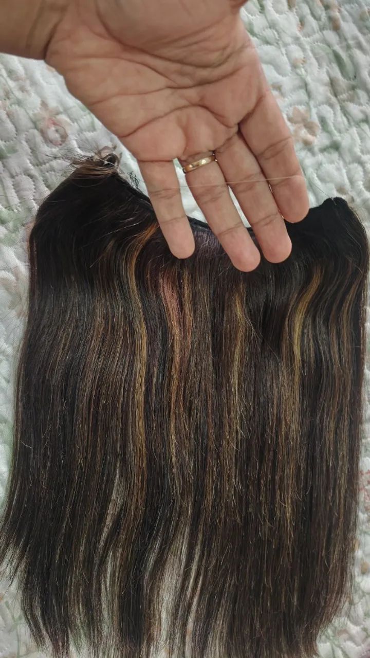 Lindo cabelo humano indiano morena iluminada 