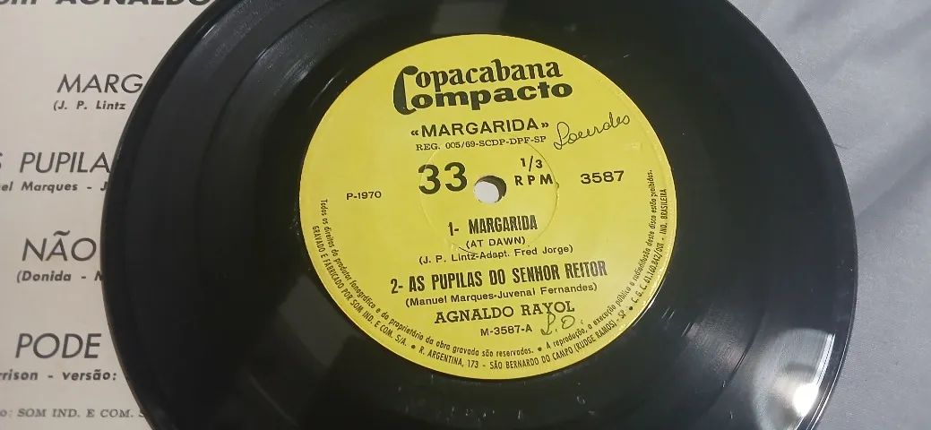 Compacto Agnaldo Rayol Margarida Copacabana 33 1/3 Rpm - Foto 3