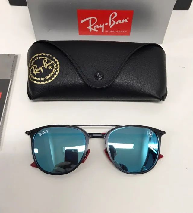 óculos de sol ray ban rb3601 ferrari azul  - Foto 5