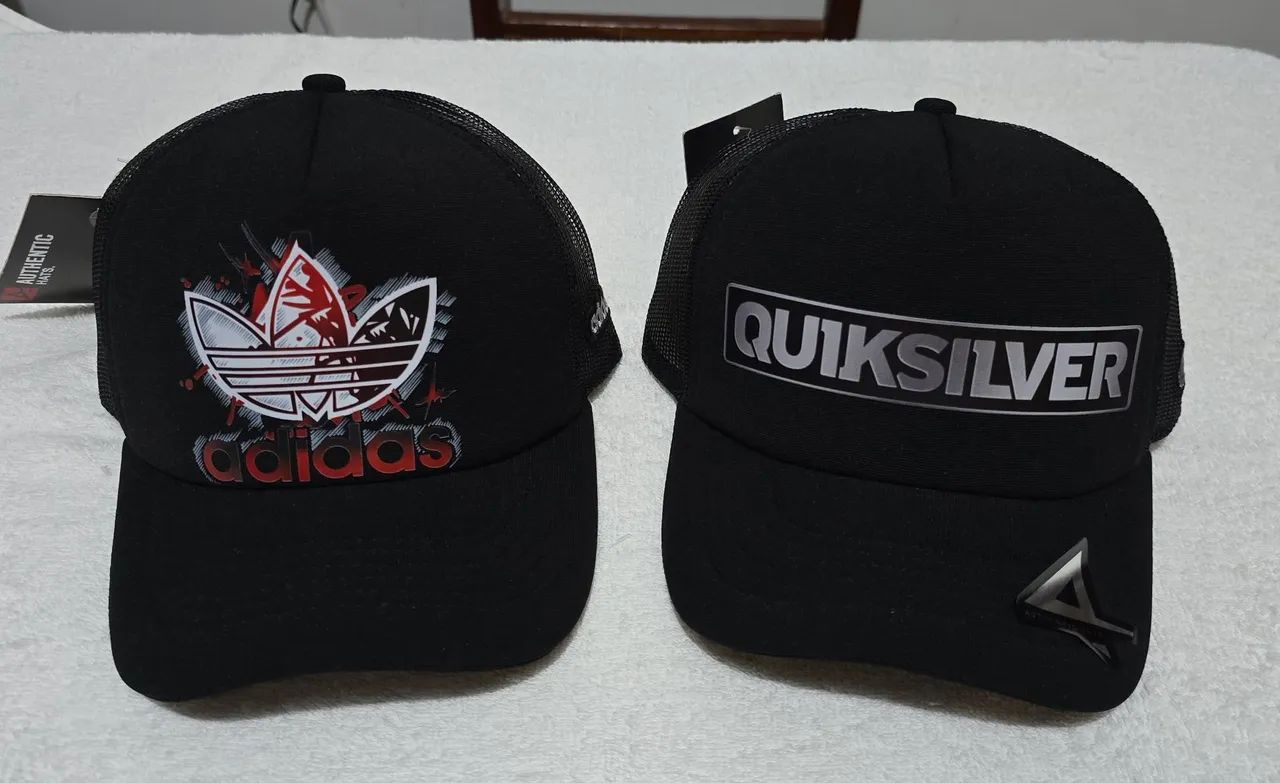 Bonés da Adidas e Quiksilver de tela 