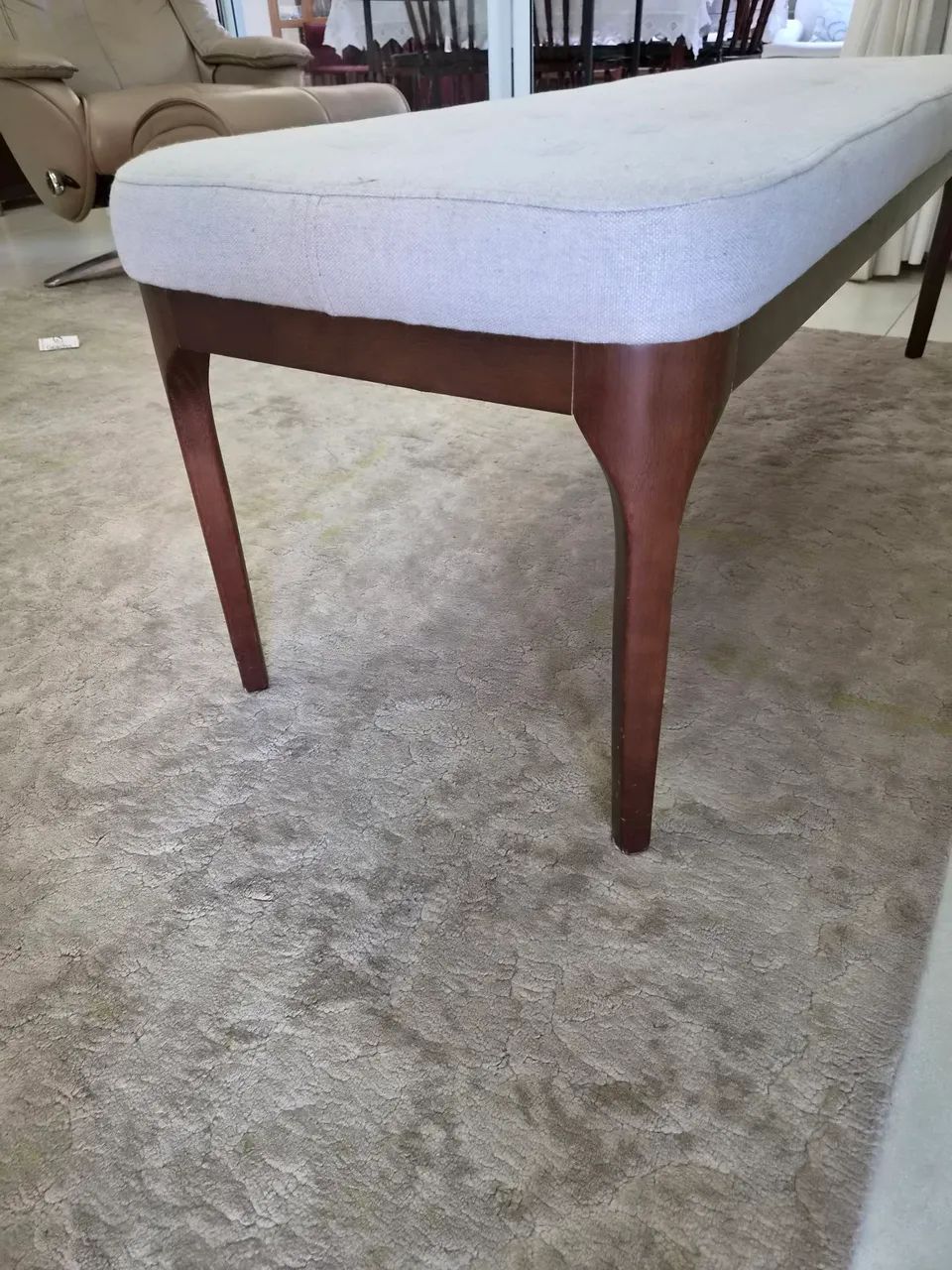 Elegante banco estofado em linho - Foto 3