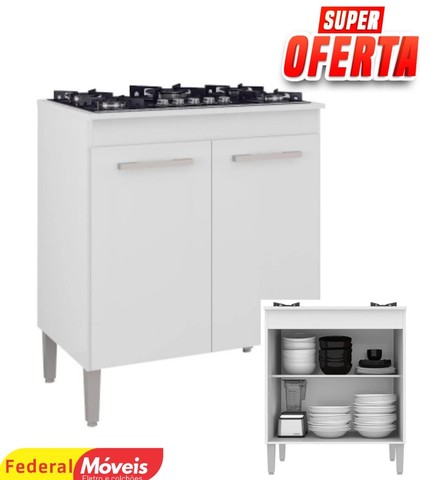 Balcão para cooktop 4 ou 5 bocas nevada - novo na caixa - entregamos