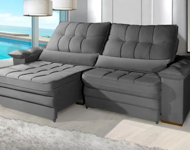 Sofá 2,20m Retrátil e Reclinável Super Lindo Fazemos Entrega