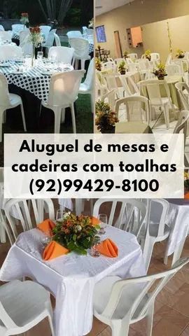 Aluguel de mesas e cadeiras com toalhas