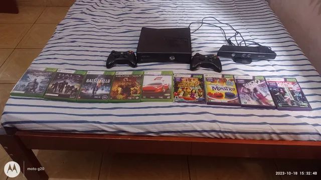 Vendo Xbox 360 com 2 controles, Kinect e 9 jogos - Videogames - Realengo,  Rio de Janeiro 1244723414