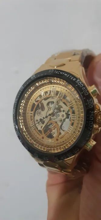 Relógio Masculino   Automático Dourado - Novo
