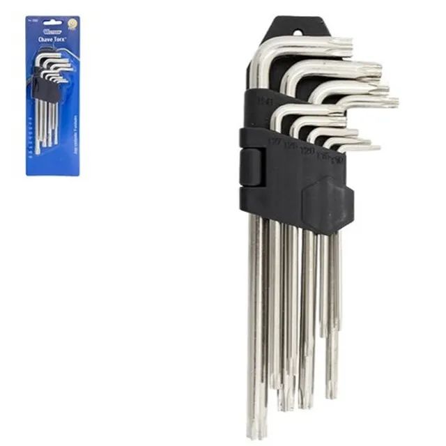 Jogo De Chave Torx Com 9 Peças + Suporte Ne Cartela
