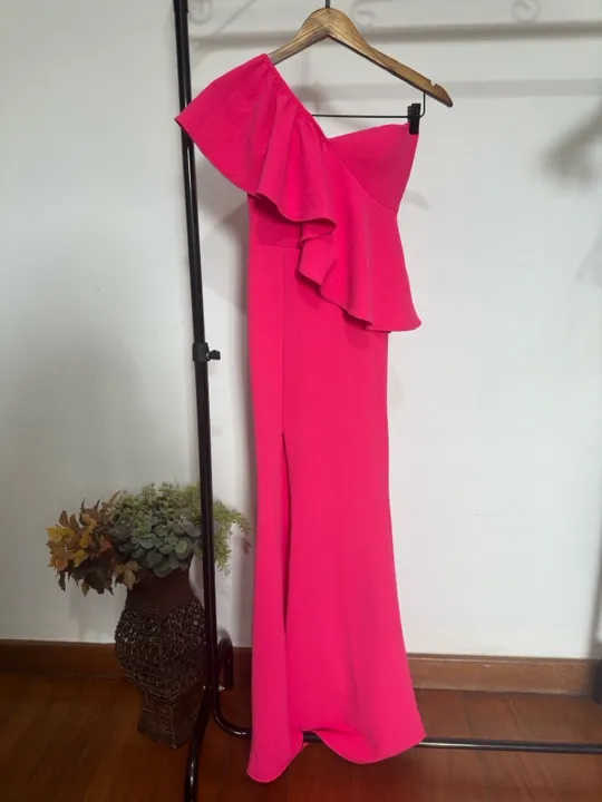 Vestido Rosa Pink Longo - Ombro Único