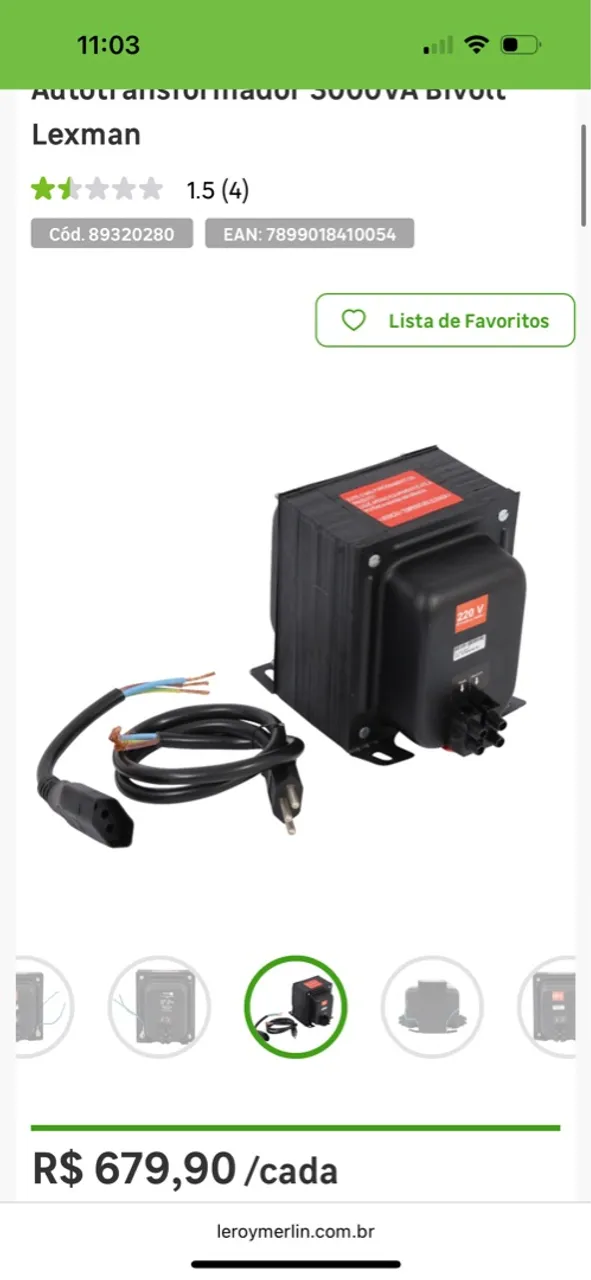Autotransformador 3000VA Bivolt Lexman