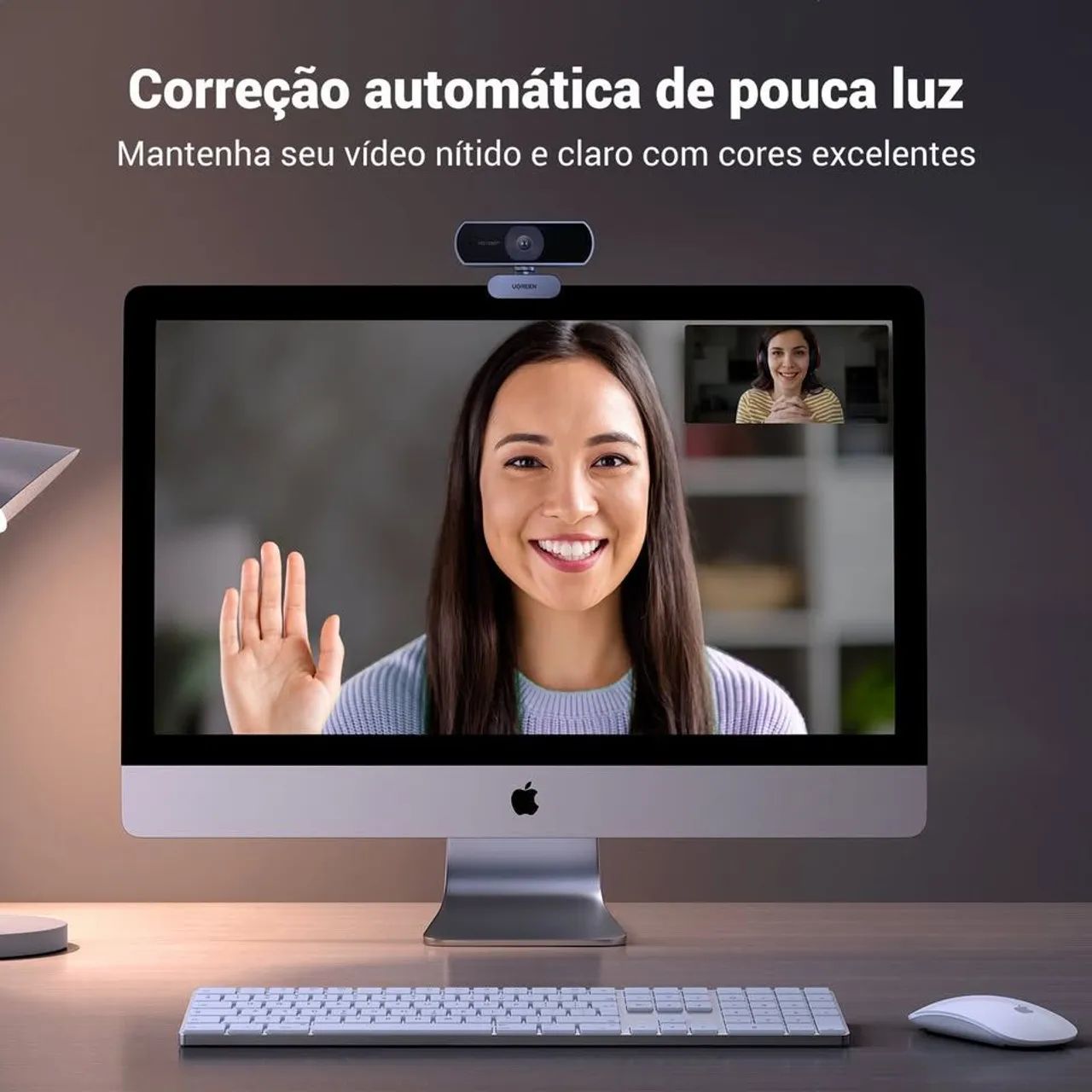Webcam Ugreen 2k Full Hd-1080p/30fps/360º/2 Microfones Cancelamento de Ruído/Correção luz  - Foto 6