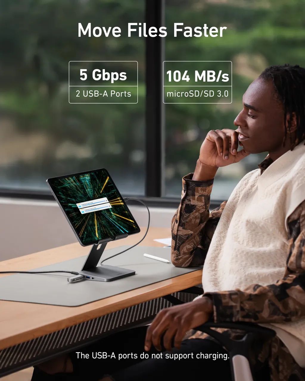 Anker 551 USB-C Hub (8 em 1) com Suporte para Tablet | 4K HDMI | Lacrado - Foto 5