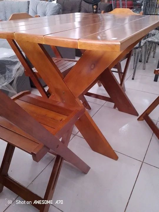 Mesa em madeira de Cedro - ENTREGA E MONTAGEM GRÁTIS - Foto 3