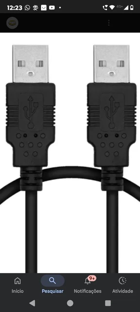 Cabo extensão USB x USB Conector Macho 2 pontas