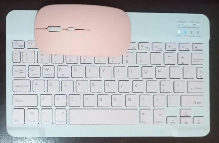Mini Teclado ultra fino Recarregável e Mouse-Bluetooth-Cor Rosa-Layout padrão americano - Foto 3