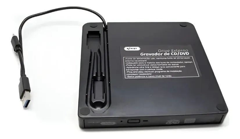 Gravador Cd/dvd-rw Externo Usb  e usb Tipo-c 3.1  Cor Preto - Foto 2