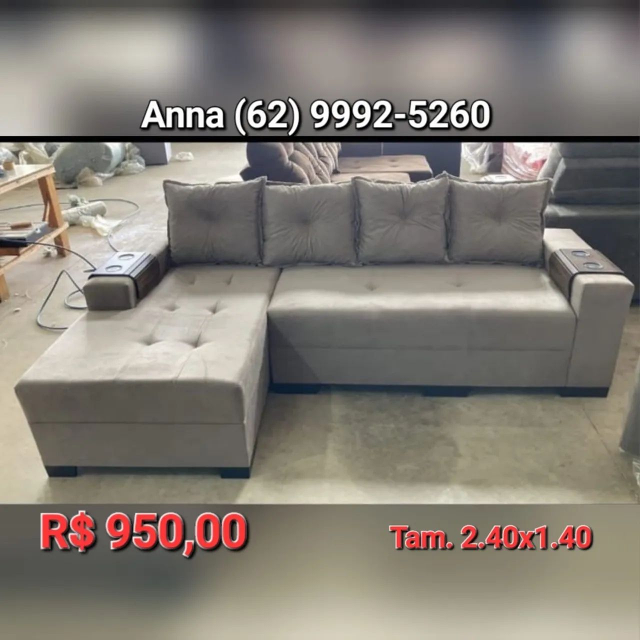 Sofá Sofa com Chaise - Conforto e Design