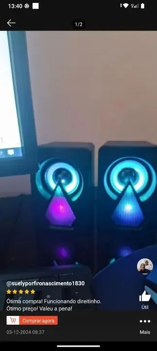 Caixa de Som para Computador com rgb