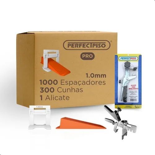 Kit 1000 Clips Nivelador Espaçador Pró 1m  +1 Alicate Tracionador De Cunhas + 300 Cunhas P
