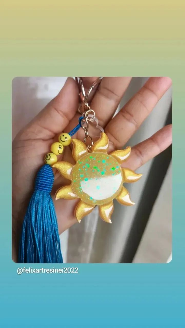 CHAVEIRO SOL , chaveiro em resina em forma de sol