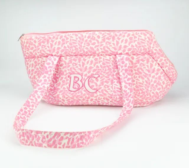 Bolsa acolchoada de transporte Pet estampa oncinha rosa