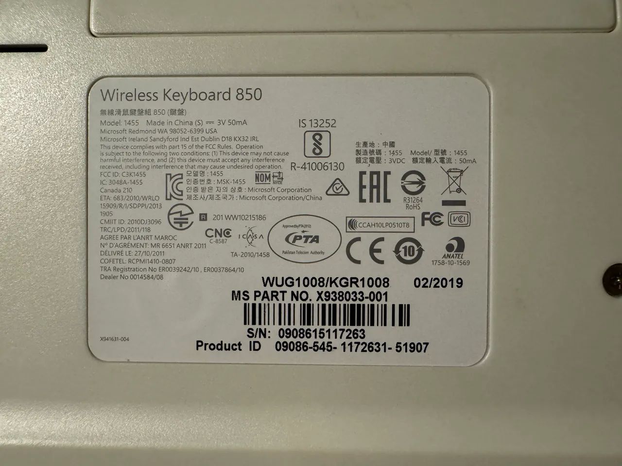 Microsoft 850 Kit - Keyboard + Mouse64374417895810122