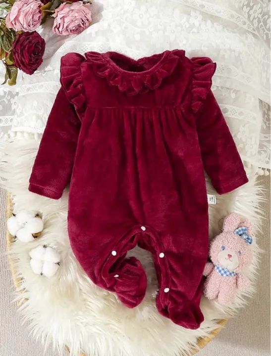 Macacão Bebê Veludo Vermelho P