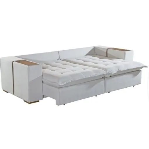 Sofá Modular Cinza com detalhes em madeira - Foto 5