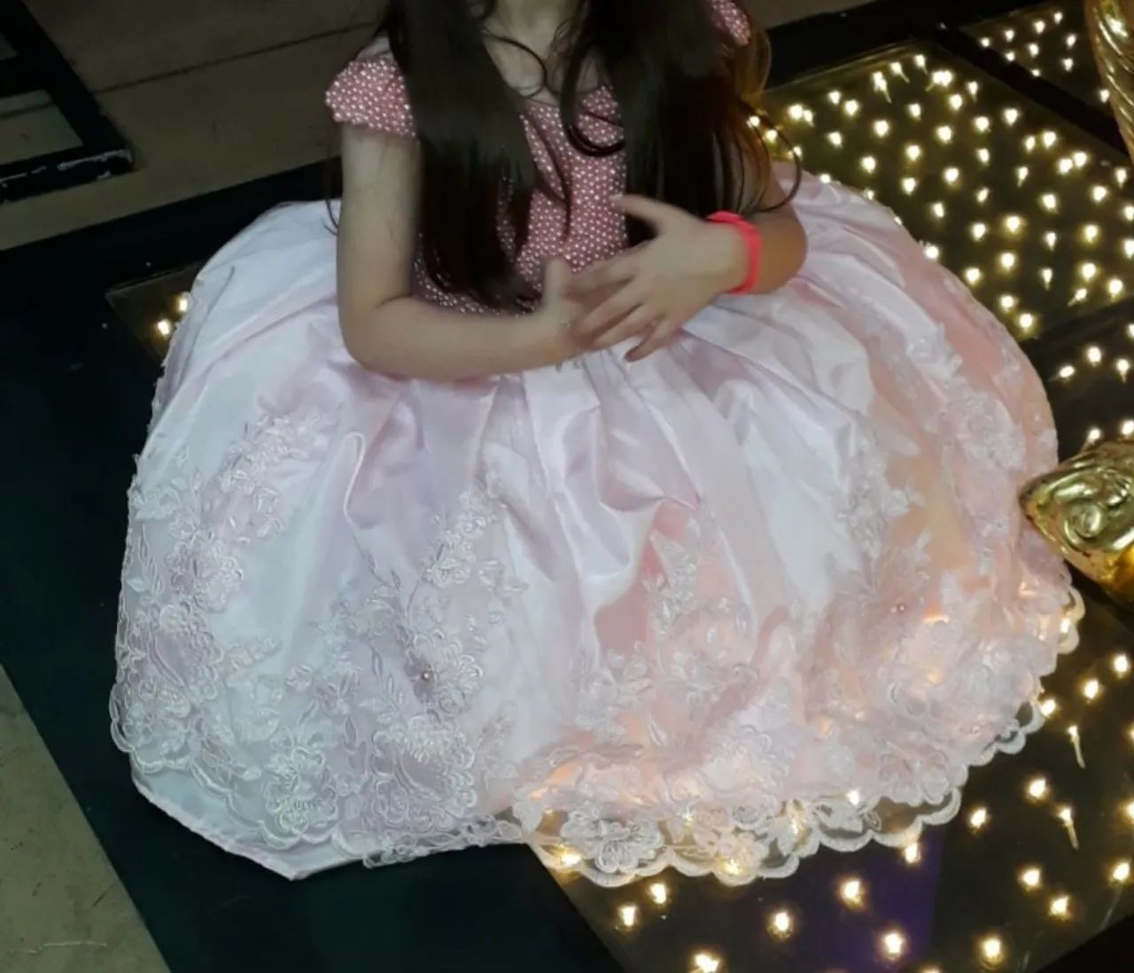 Vestido de festa rosa bebe com pérolas infantil  - Foto 4