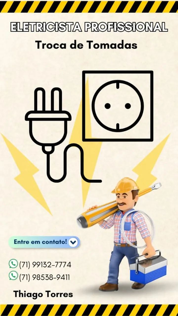 Troca de tomadas. Eletricista profissional. 