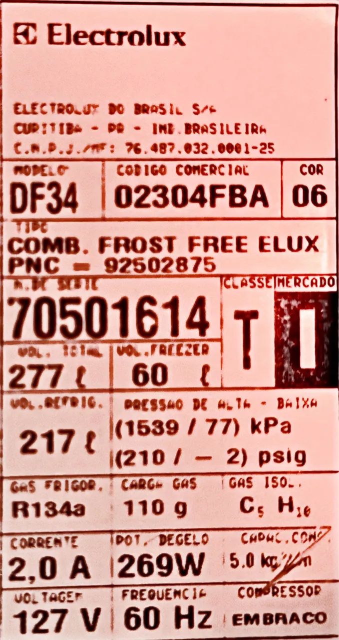 GELADEIRA ELECTROLUX DF34 FROST FREE 127V - Foto 3